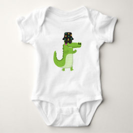 Cool Crocodile with Sunglasses and Leafy Bucket Romper