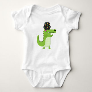 Cool Crocodile with Sunglasses and Leafy Bucket Romper
