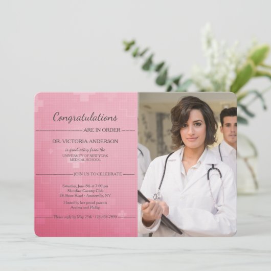 Cool Cross Foto Afstuderen Uitnodiging (Staand voorkant)