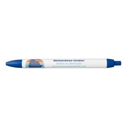 Cool Cruise Ship Oceaanlijner Sunset Marketing Zwarte Inkt Pen (Voorkant)