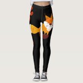 Cool Cunning Wild Fox Quote Sinaasappel Zwart Mode Leggings (Voorkant)