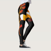 Cool Cunning Wild Fox Quote Sinaasappel Zwart Mode Leggings (Rechts)