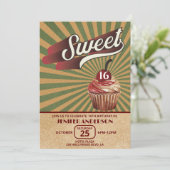 Cool cupcake typografie zoet 16 kaart (Staand voorkant)