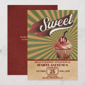 Cool cupcake typografie zoet 16 kaart (Voorkant / Achterkant)