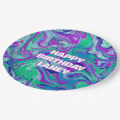 Cool Custom Aqua Swirl Glitter Girl Verjaardagsfee Papieren Bordje (Gekanteld)