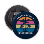 Cool Custom Beach Party Blauwe palmbomen Button Flesopener (Voorkant)