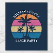 Cool Custom Beach Party Blauwe palmbomen Wijn Etiket (Enkel label)