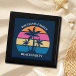 Cool Custom Beach Party Blauwe palmboom Cadeaudoosje<br><div class="desc">Deze schattige strandparty blauwe geschenkdoos is perfect voor een zomerse familiereünie op een tropisch eiland. Personaliseer deze leuke palmboom cadeau dozen voor een kustevenement met vrienden of familie.</div>