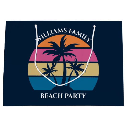 Cool Custom Beach Party Blauwe palmboom Groot Cadeauzakje (Voorkant)