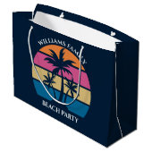 Cool Custom Beach Party Blauwe palmboom Groot Cadeauzakje (Achterkant Gekanteld)