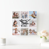 Cool Custom Best Ma Ever Moderne Photo Collage Vierkante Klok (Huis)