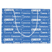 Cool Custom Blauwe Naam Typografie Jongens Verjaar Groot Cadeauzakje (Achterkant)