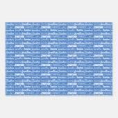 Cool Custom Blue Naam Typografie Verjaardag Inpakpapier Vel (Voorkant)
