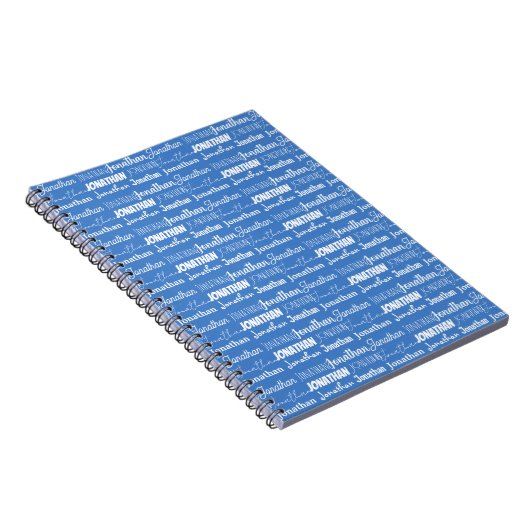 Cool Custom Blue Name Font Collage Notitieboek (Rechterzijde)