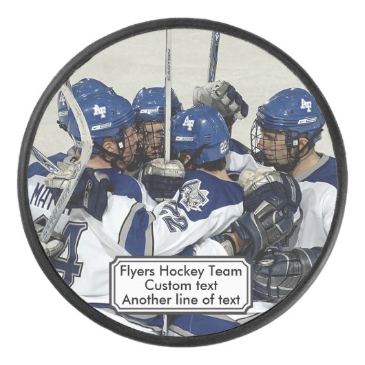 Cool Custom Hockey Puck Voeg je foto-teamnaam toe (Voorkant)