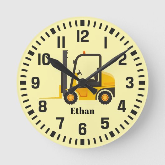 Cool Custom Naam Heftruck Ronde Klok (Voorkant)