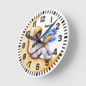 Cool Custom Name Astronaut op de Maan Ronde Klok (Hoek)
