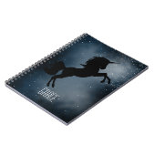 Cool Custom Name Black Galaxy Unicorn Silhouette Notitieboek (Linkerzijde)