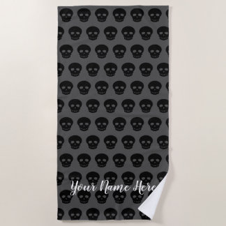 Cool Custom Name Black White Grey Skull Pattern Strandlaken
