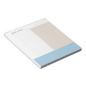 Cool Custom Name Modern Blauw Beige Lined Notitieblok (Schuin)