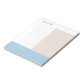 Cool Custom Name Modern Blauw Beige Lined Notitieblok (Linkerzijde)