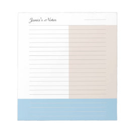 Cool Custom Name Modern Blauw Beige Lined Notitieblok