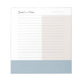 Cool Custom Name Modern Taupe Dusty Blue Lined Notitieblok (Voorkant)