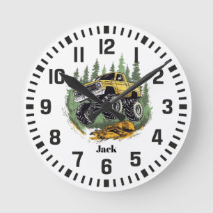 Cool Custom Name Monster Truck in het bos Ronde Klok