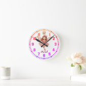Cool Custom Name Pink Fairy Ronde Klok (Huis)