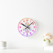 Cool Custom Name Rainbow Unicorn Ronde Klok (Huis)