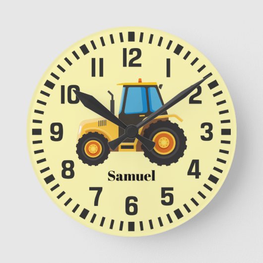 Cool Custom Name Tractor Ronde Klok (Voorkant)