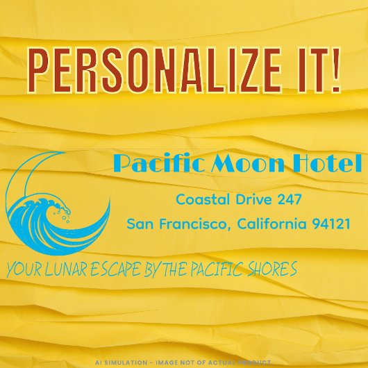 Cool Custom Pacific Moon Hotel Logo Retouradres Zelfinktende Stempel