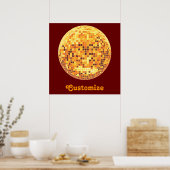 Cool Custom Retro Golden Disco Ball Poster Print (Keuken)