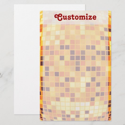 Cool Custom Retro Golden Disco Ball Stationery Briefpapier (Voorkant / Achterkant)