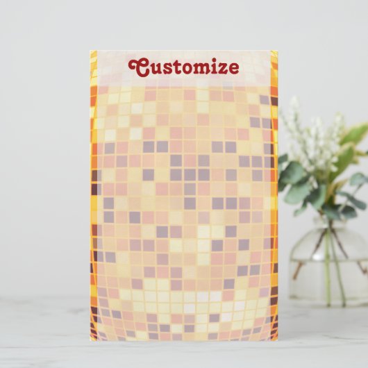 Cool Custom Retro Golden Disco Ball Stationery Briefpapier (Staand voorkant)