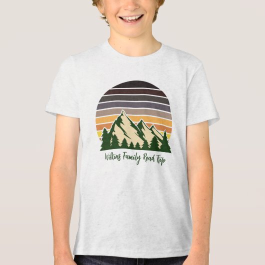 Cool Custom Road Trip Forest Sunset Kinder Tri-Blend Shirt (Voorkant)