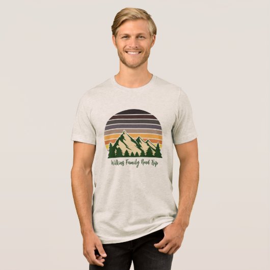 Cool Custom Road Trip Forest Sunset Tri-Blend Shirt (Voorkant volledig)
