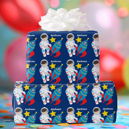 Cool Custom Space Astronaut Kids Birthday Cadeaupapier