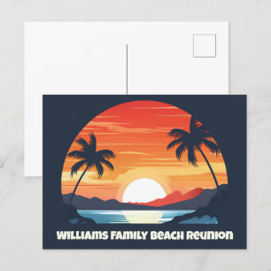 Cool Custom Sunrise Palm Trees Beach Party Blauw Briefkaart