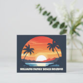 Cool Custom Sunrise Palm Trees Beach Party Blauw Briefkaart (Staand voorkant)