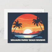 Cool Custom Sunrise Palm Trees Beach Party Blauw Briefkaart (Voorkant / Achterkant)
