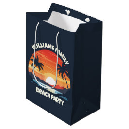Cool Custom Sunrise Palm Trees Beach Party Blauw Medium Cadeauzakje