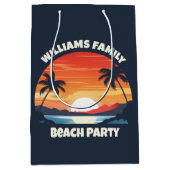 Cool Custom Sunrise Palm Trees Beach Party Blauw Medium Cadeauzakje (Voorkant)
