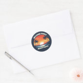 Cool Custom Sunrise Palm Trees Beach Party Blauw Ronde Sticker (Envelop)