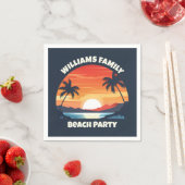 Cool Custom Sunrise Palm Trees Beach Party Blauw Servet (Insitu)