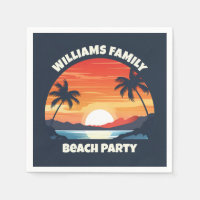 Cool Custom Sunrise Palm Trees Beach Party Blauw
