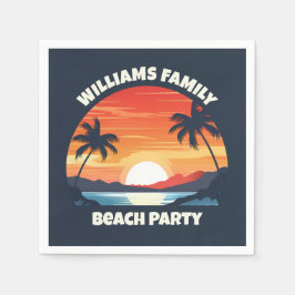 Cool Custom Sunrise Palm Trees Beach Party Blauw Servet