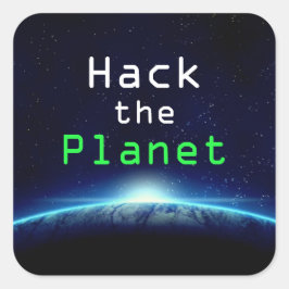 Cool Custom Text Blue Earth Hack de Planet Hacker Vierkante Sticker