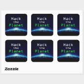 Cool Custom Text Blue Earth Hack de Planet Hacker Vierkante Sticker (Vel)