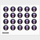 Cool Custom Text Royal Purple King Skull & Cross Ronde Sticker (Vel)